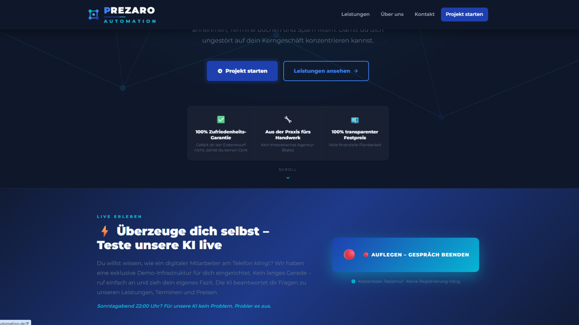 Prezaro Automation – Webdesign Referenz: Responsive Landingpage-Mockup für Handwerk und Mittelstand aus Koblenz